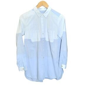 J. Jill Womens Cotton Stripe Color Block Long Sleeve Button Down Blouse Size XS